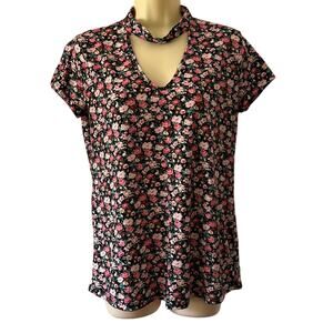 American High Floral Print Knit Top Blouse Woman Size Medium Cottagecore